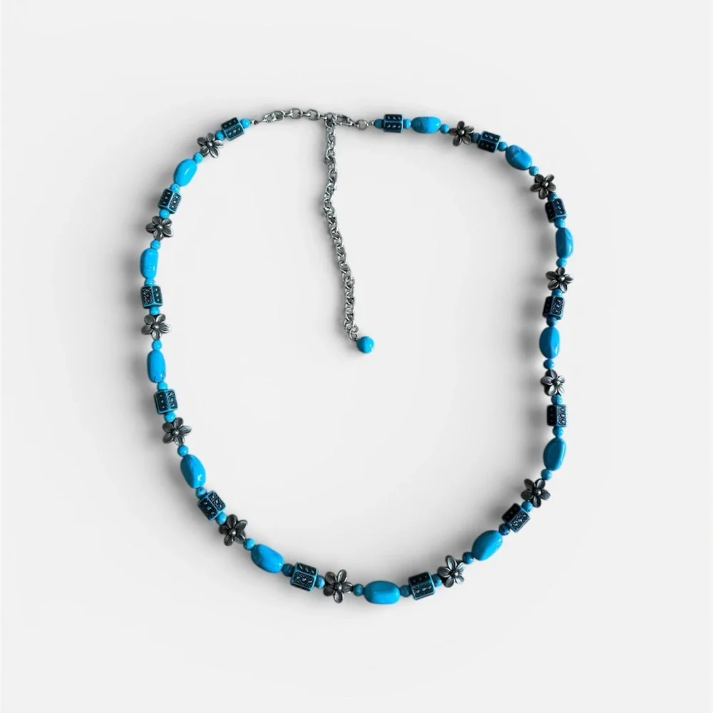Turquoise inspired necklace faux beads
